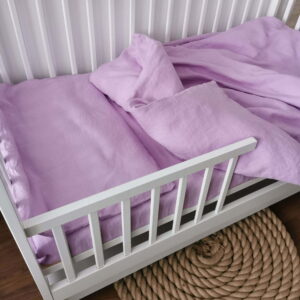 Vaikiškas lininių pataliukų komplektas „Švelni levanda“