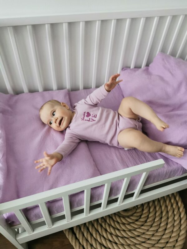 Vaikiškas lininių pataliukų komplektas „Švelni levanda“