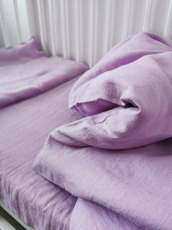 Vaikiškas lininių pataliukų komplektas „Švelni levanda“