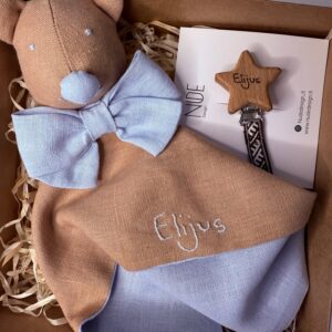 Rankų darbo migduko ir čiulptuko laikiklio rinkinys | NuDedesign